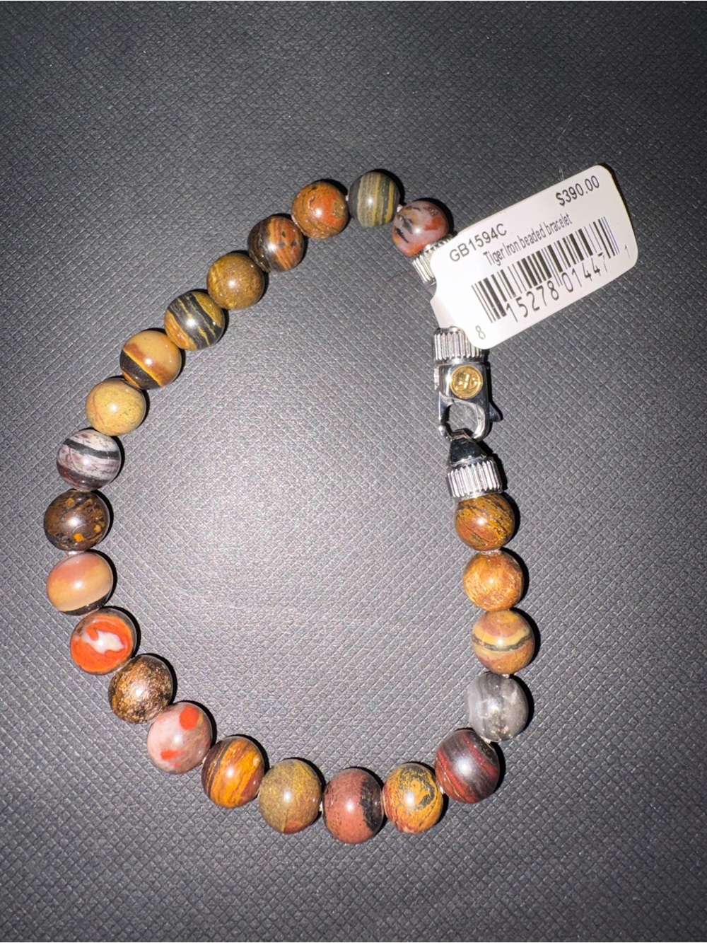 Bead Stretch Bracelet in Multicolor Tiger Iron